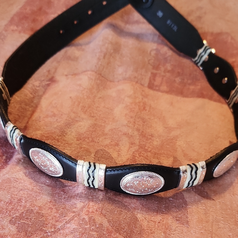 Tony Lama Black and Silver Women's Belt